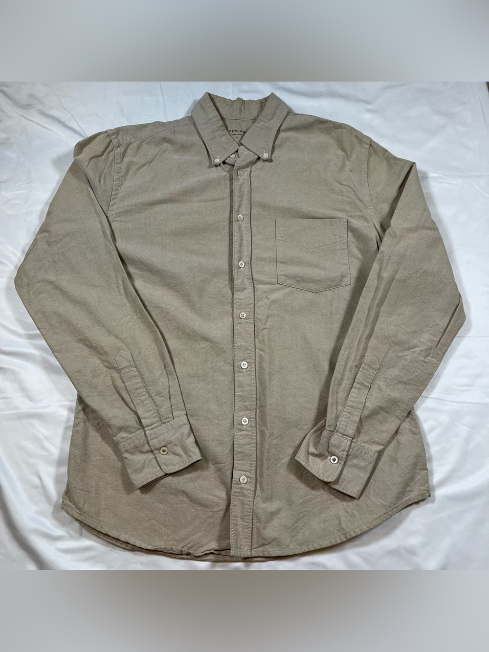 Everlane Mens M Beige Long Sleeve Button Down Casual Cotton